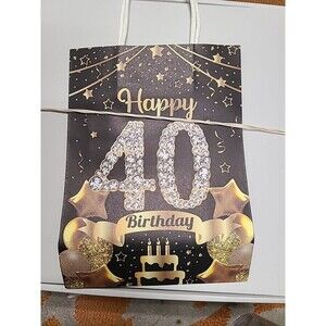 Gold 40th Birthday His Or Hers Gift Bag with Tissue Papers  8 1/2 x 6 Bag 24 Ct